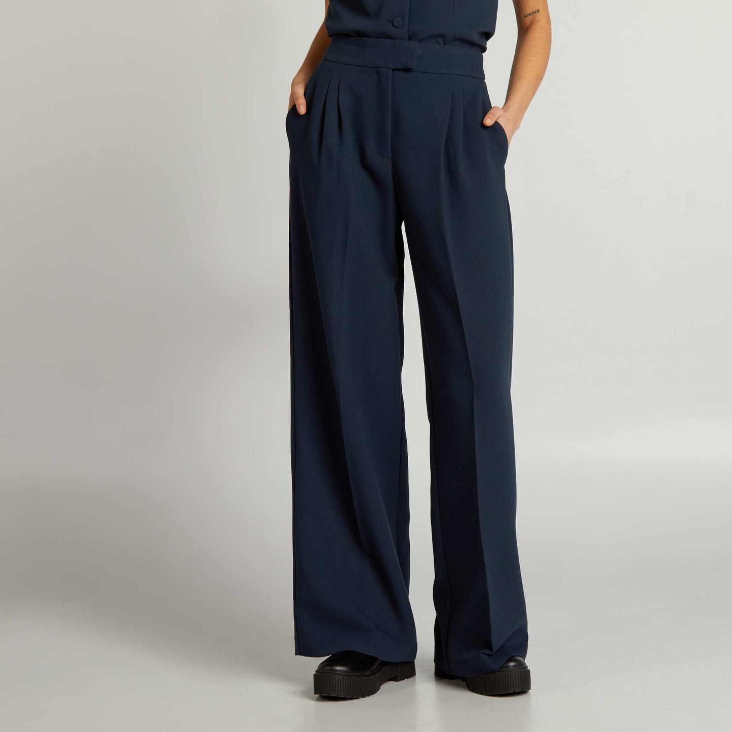 Pantalon large d'ensemble bleu marine