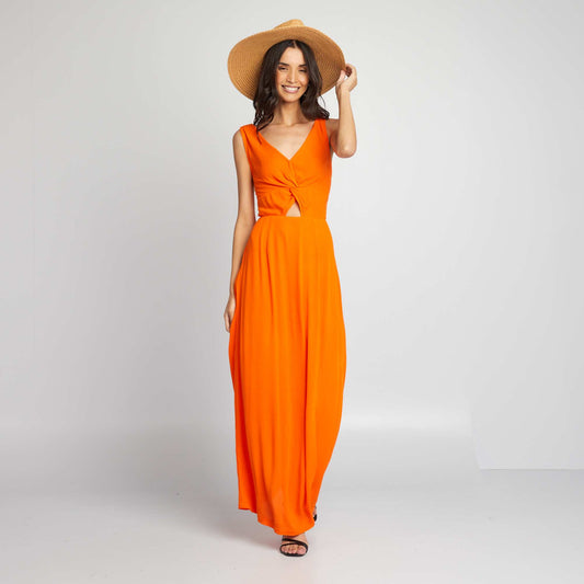 Robe longue à ouverture devant Orange