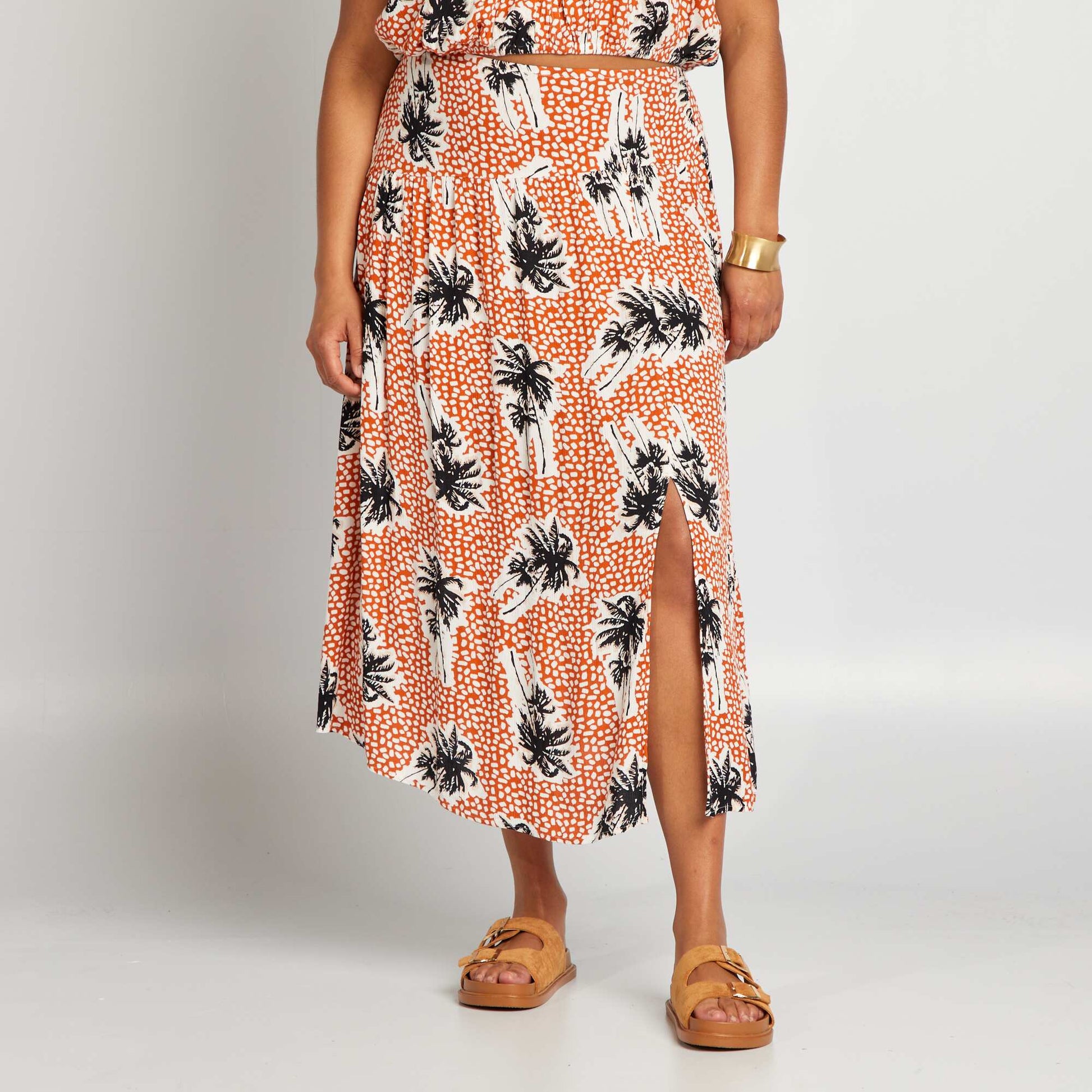 Jupe longue évasée Orange/noir – Kiabi Afrique - Main Image