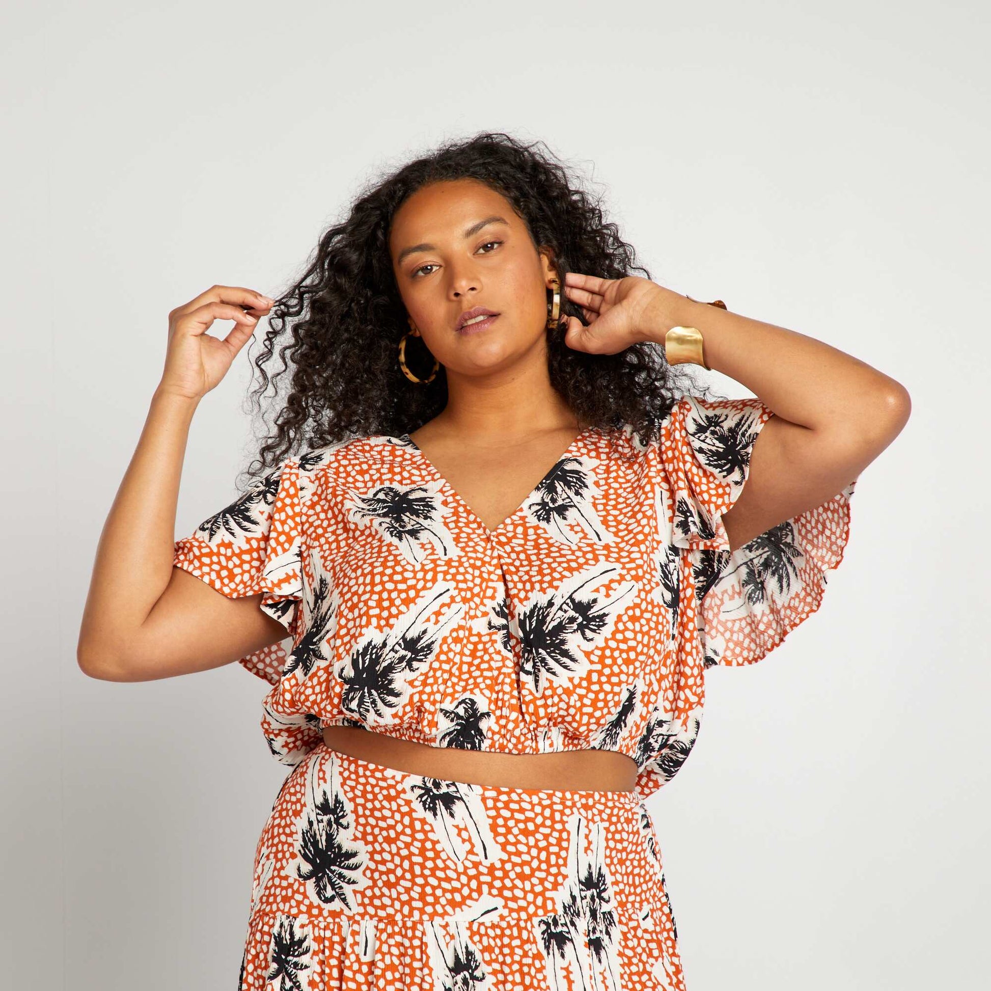 Blouse crop top Orange – Kiabi Afrique - Main Image