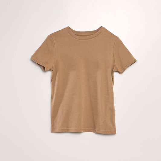 T-shirt uni manches courtes en jersey Beige