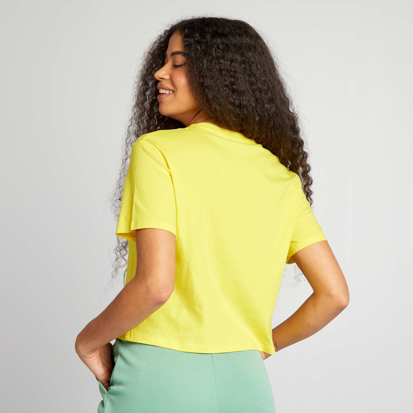 Crop-top en jersey uni Jaune