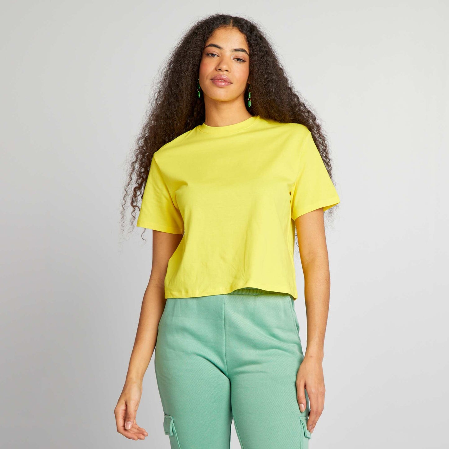 Crop-top en jersey uni Jaune