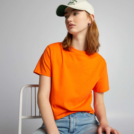 Crop-top en jersey uni Orange