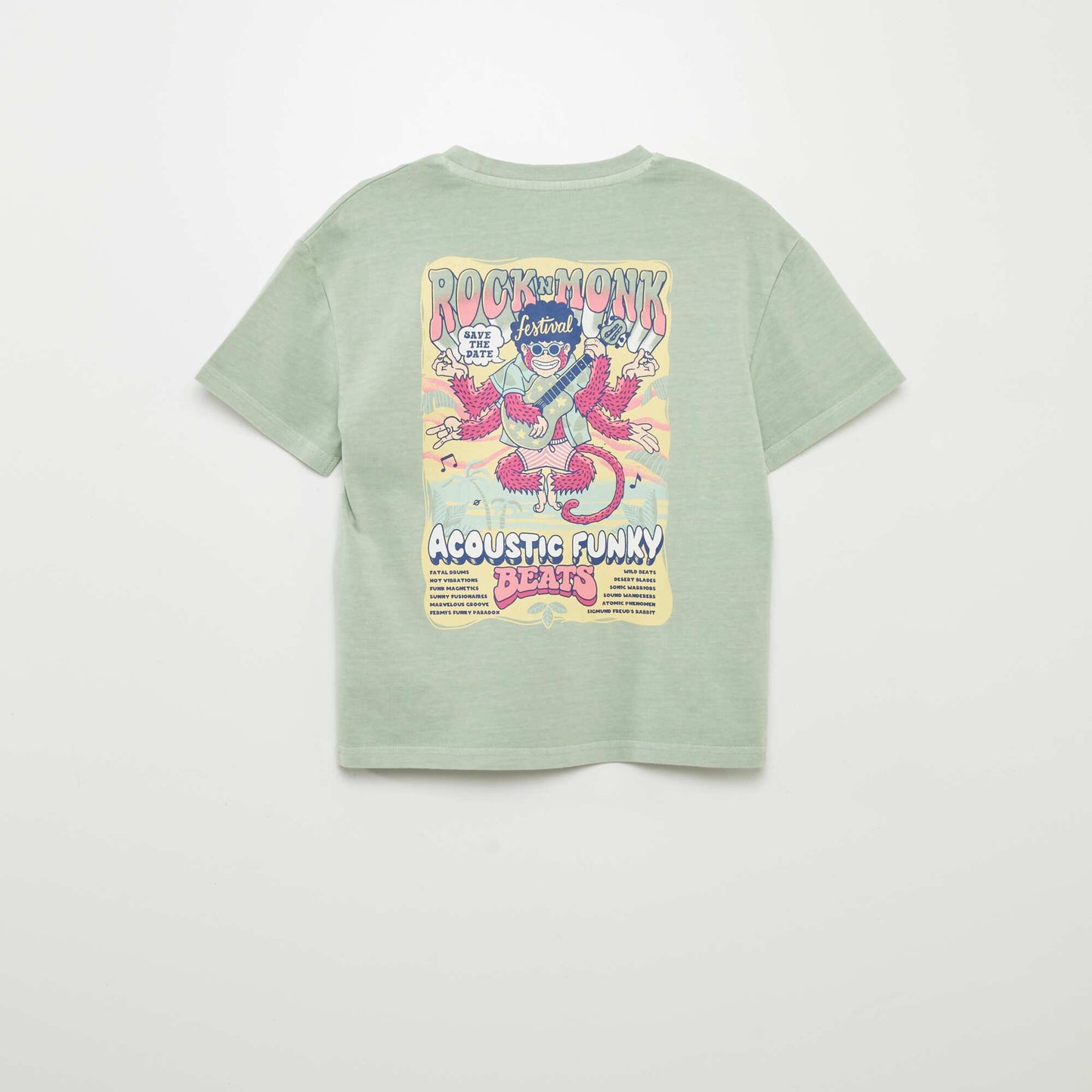 T-shirt manches courtes esprit 'festival rock' Vert