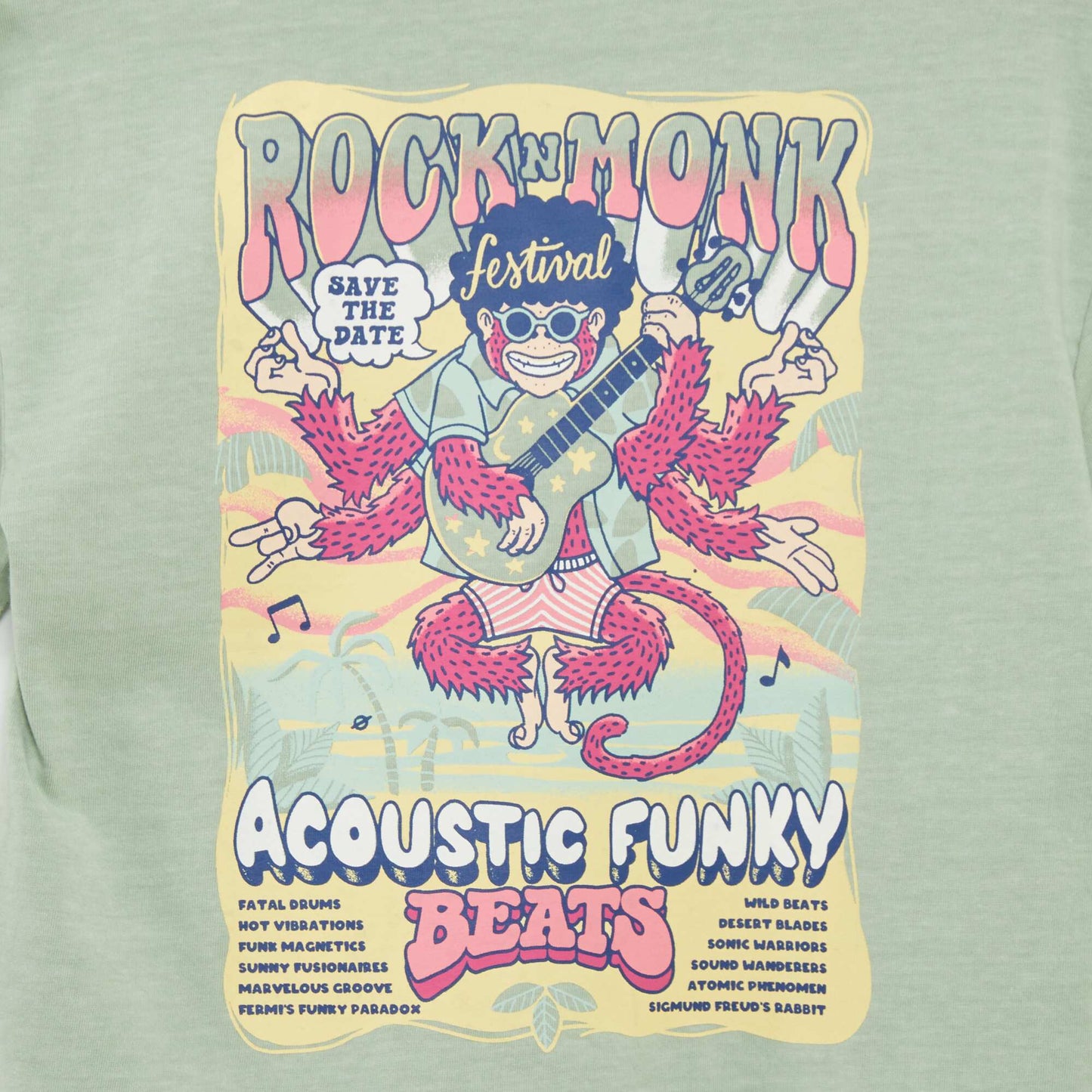 T-shirt manches courtes esprit 'festival rock' Vert