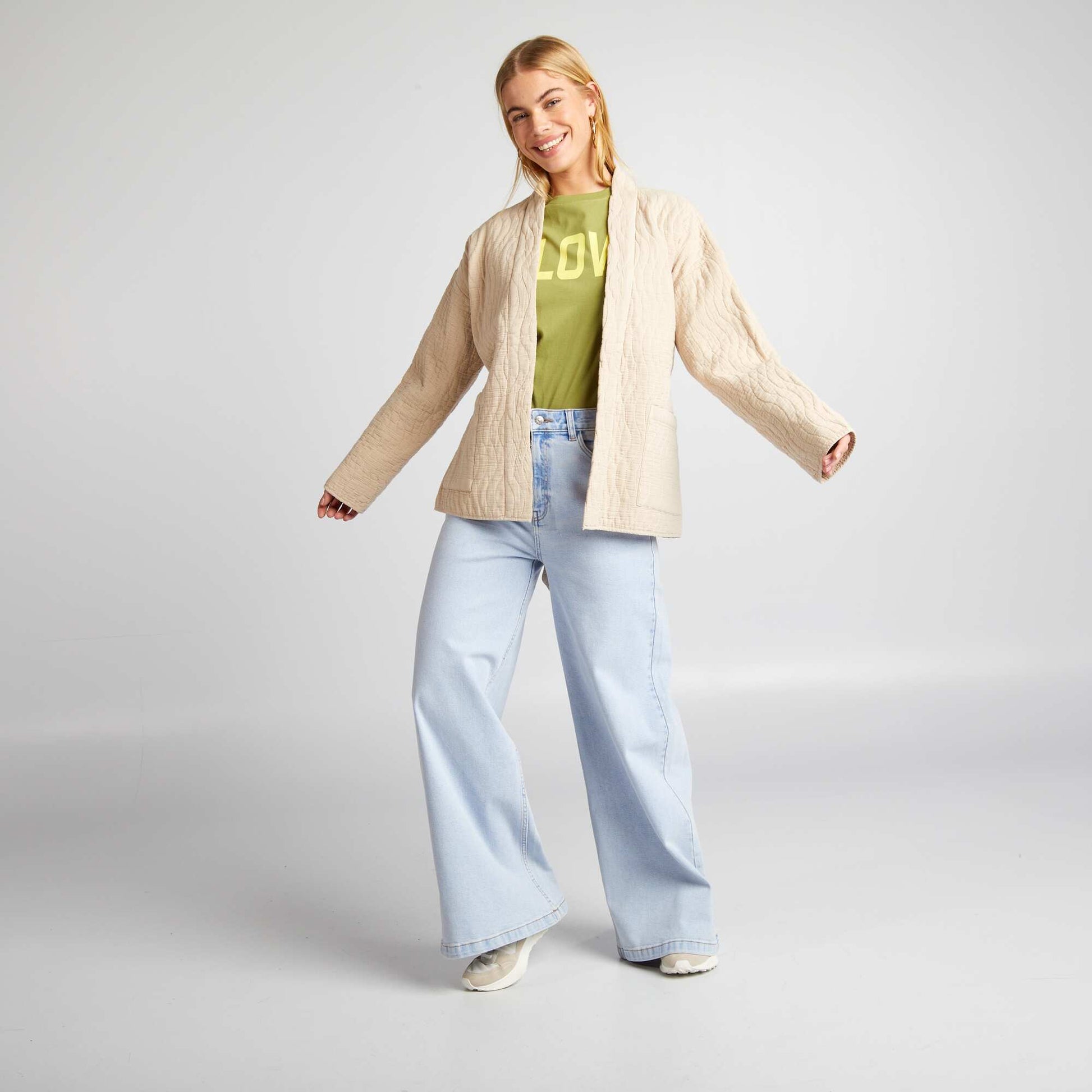 Veste kimono matelassée avec ceinture Beige – Kiabi Afrique