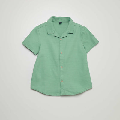 Chemise unie manches courtes Vert