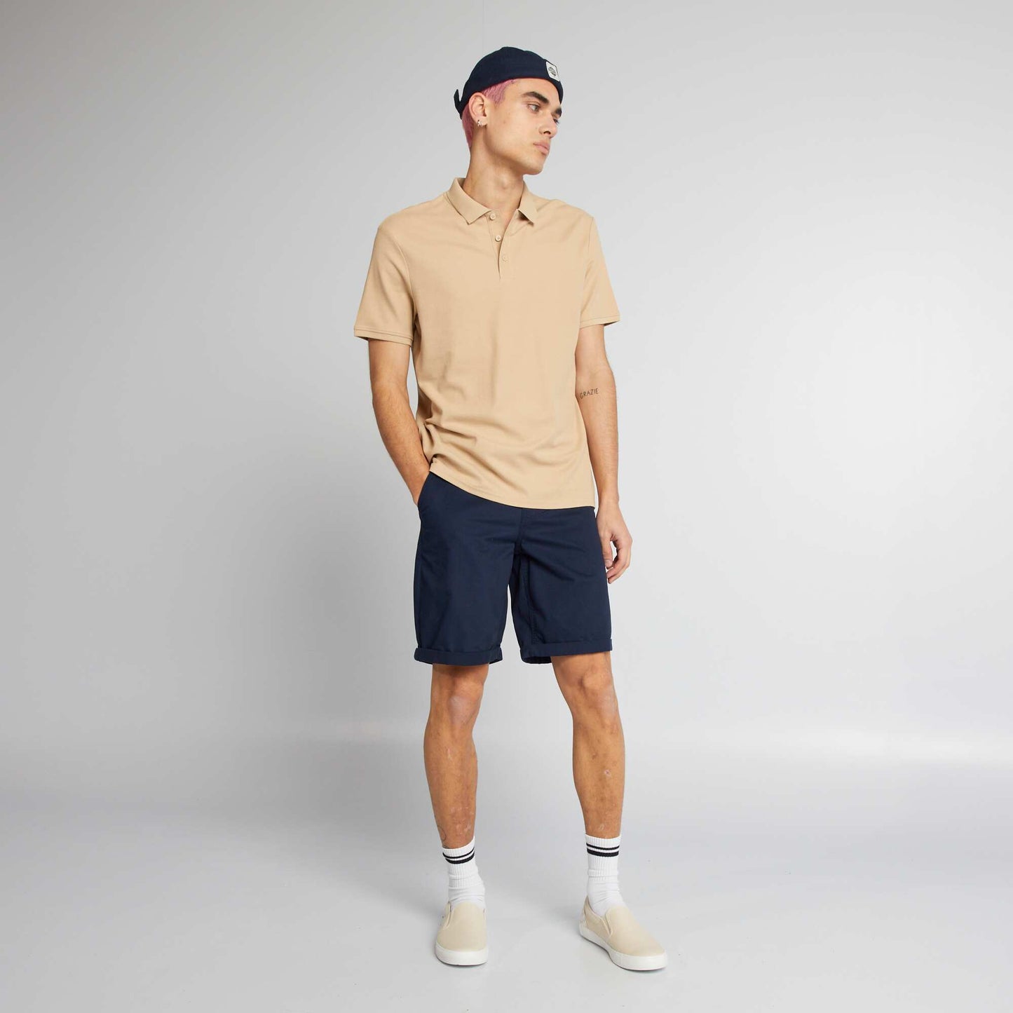 Polo en piqué de coton Beige