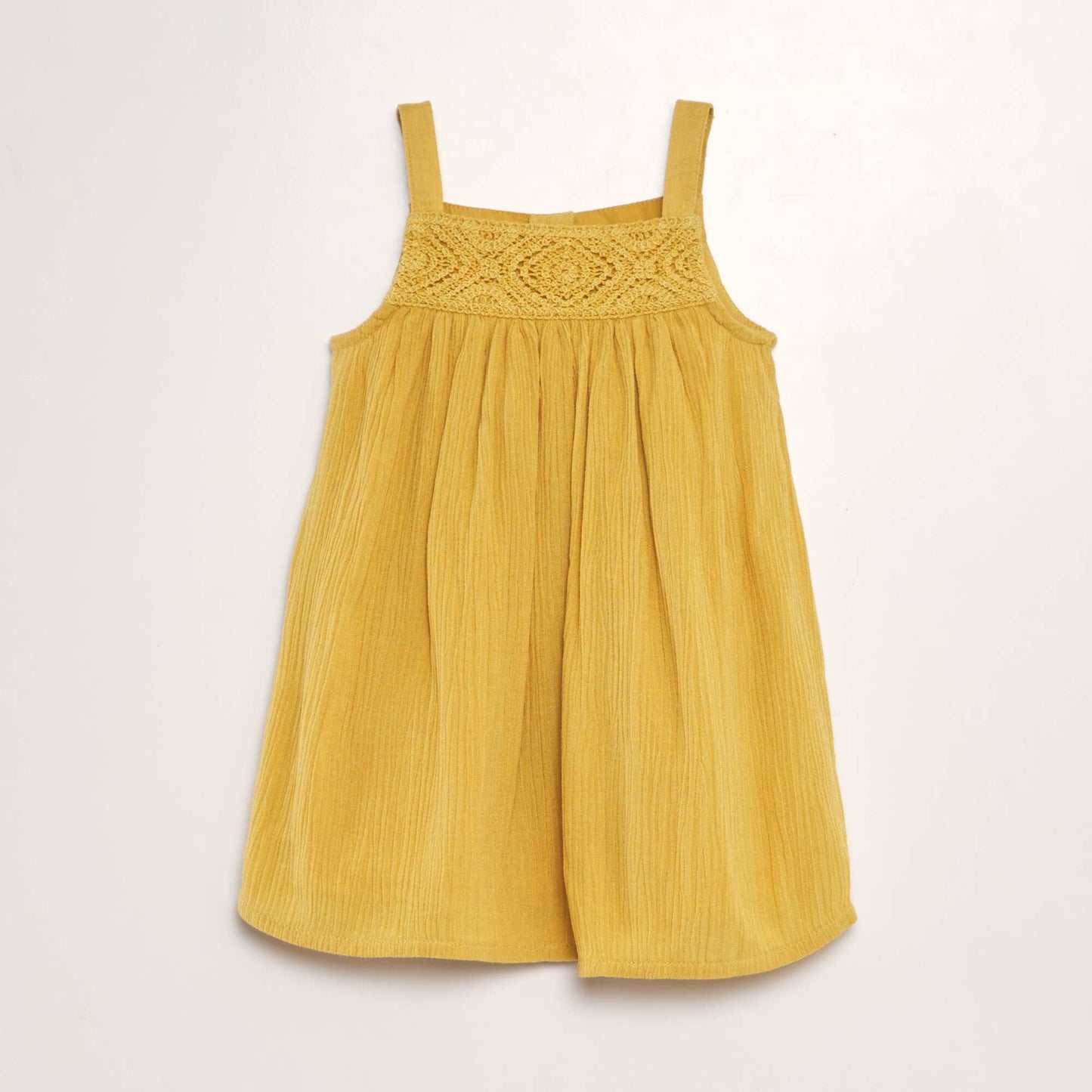 Robe évasée avec broderie Jaune