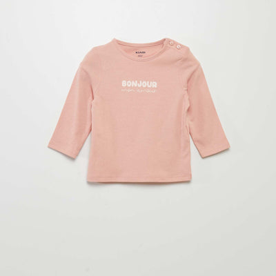 Tee-shirt à message VIEUX ROSE