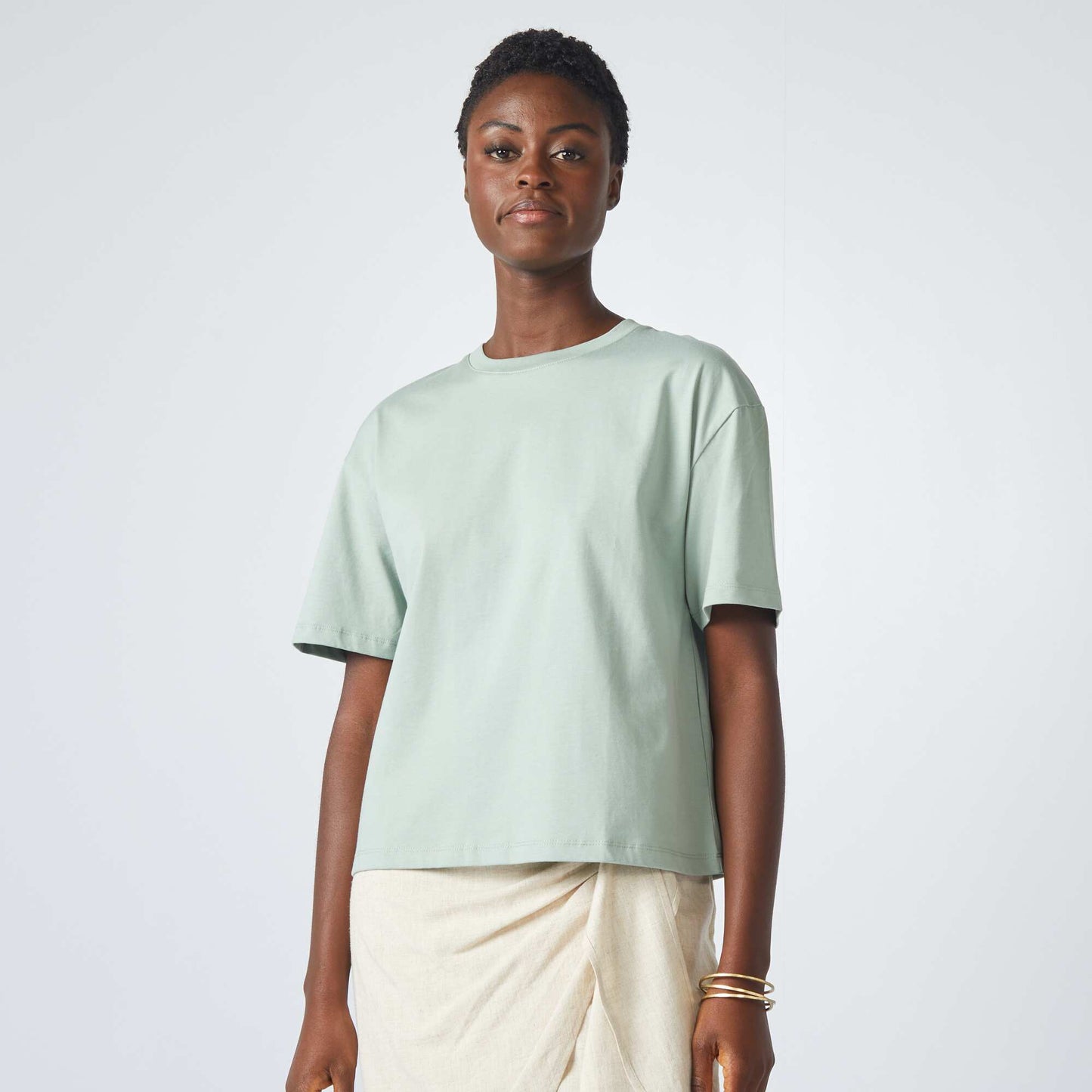 T-shirt oversize à col rond Vert