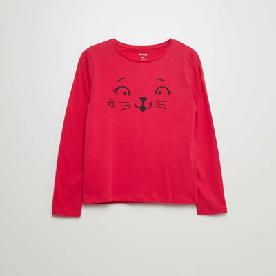 T-shirt en coton imprimé FUCHSIA