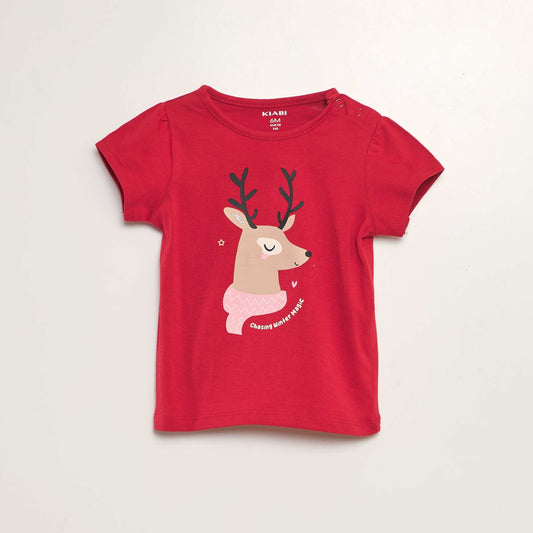 T-shirt imprimé Noël Rouge