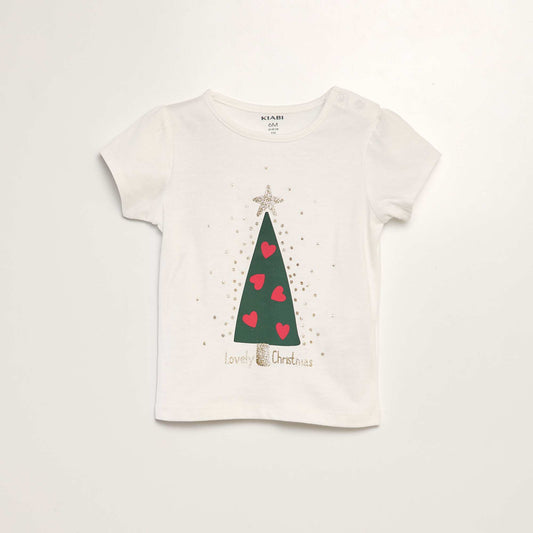 T-shirt imprimé Noël Blanc