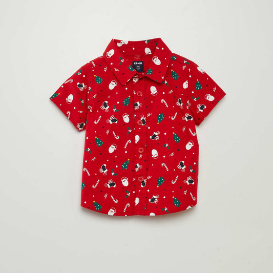 Chemise de Noël en popeline Rouge