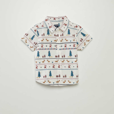 Chemise de Noël en popeline Blanc