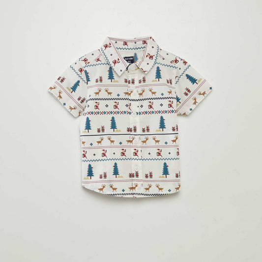 Chemise de Noël en popeline Blanc