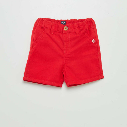 Short chino en coton Rouge