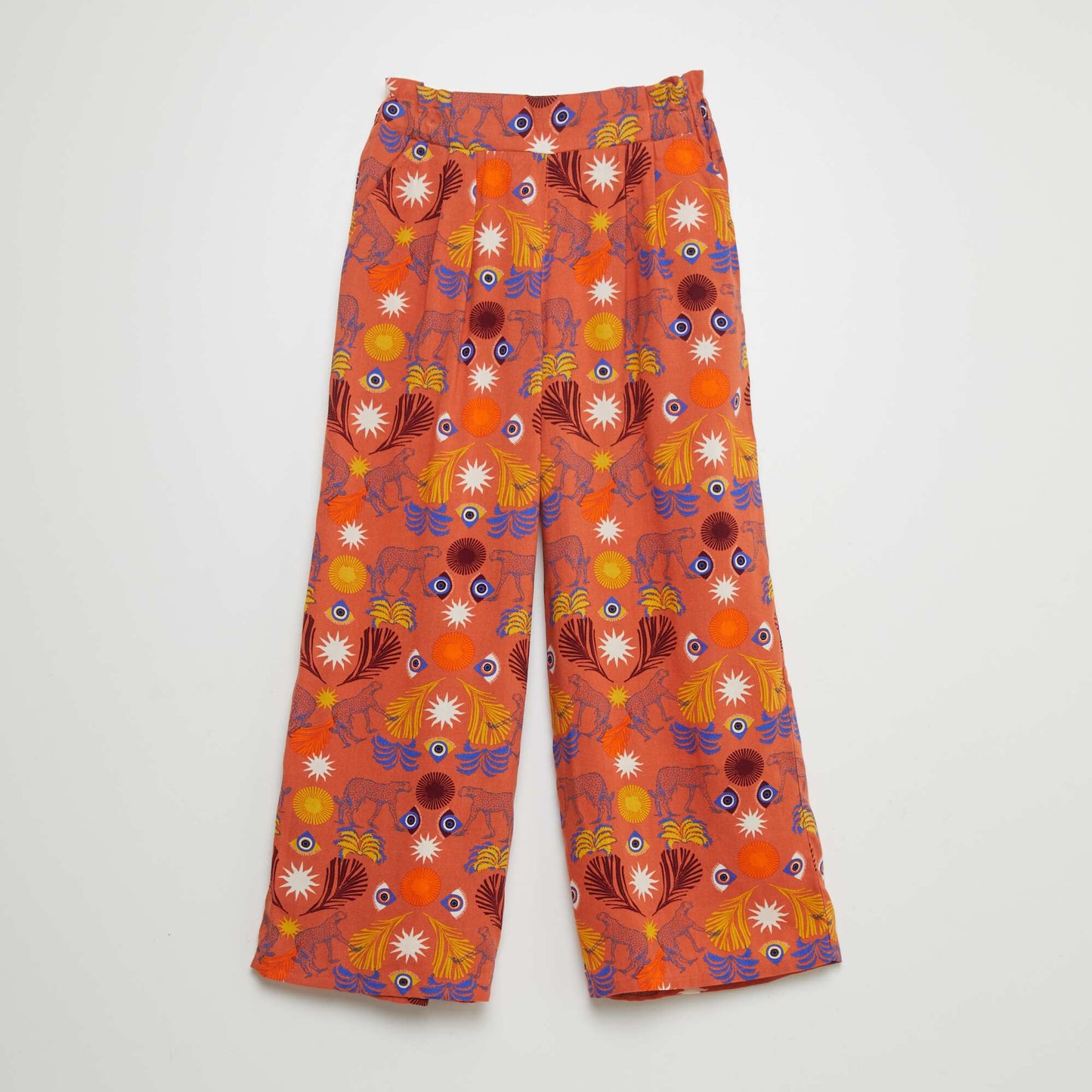 Pantalon large fluide imprimé Orange