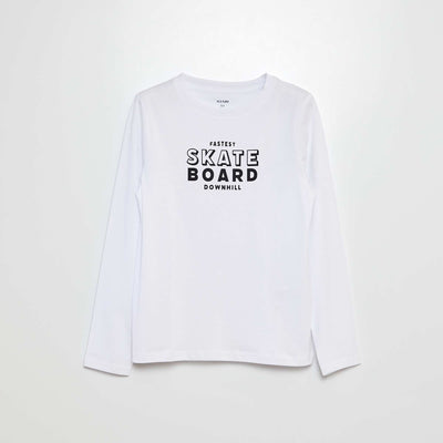 T-shirt imprimé à col rond BLANC
