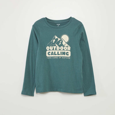 T-shirt imprimé à col rond VERT