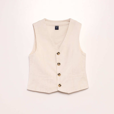 Gilet de costume en coton Beige