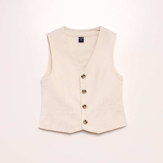 Gilet de costume en coton Beige