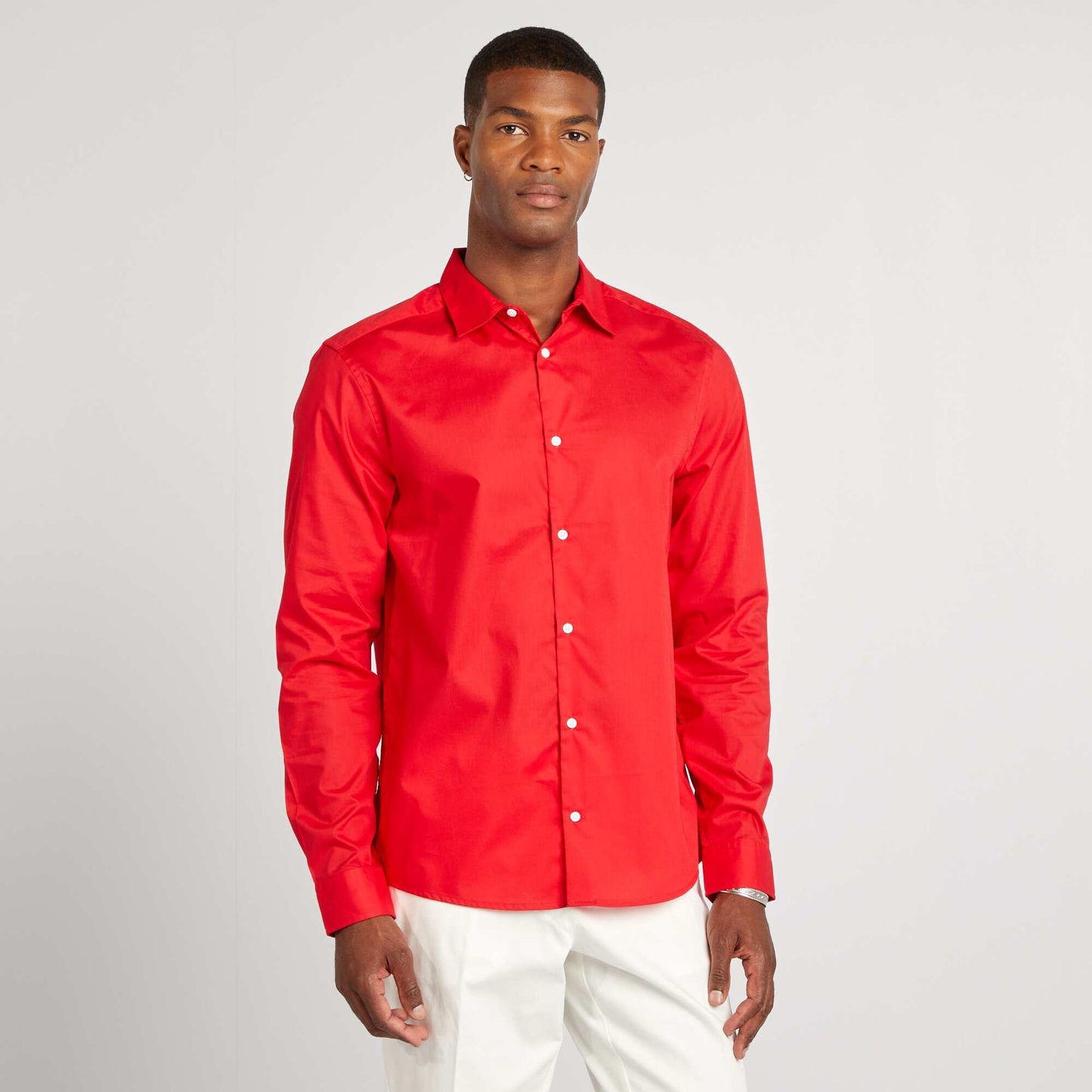 Chemise regular unie Rouge