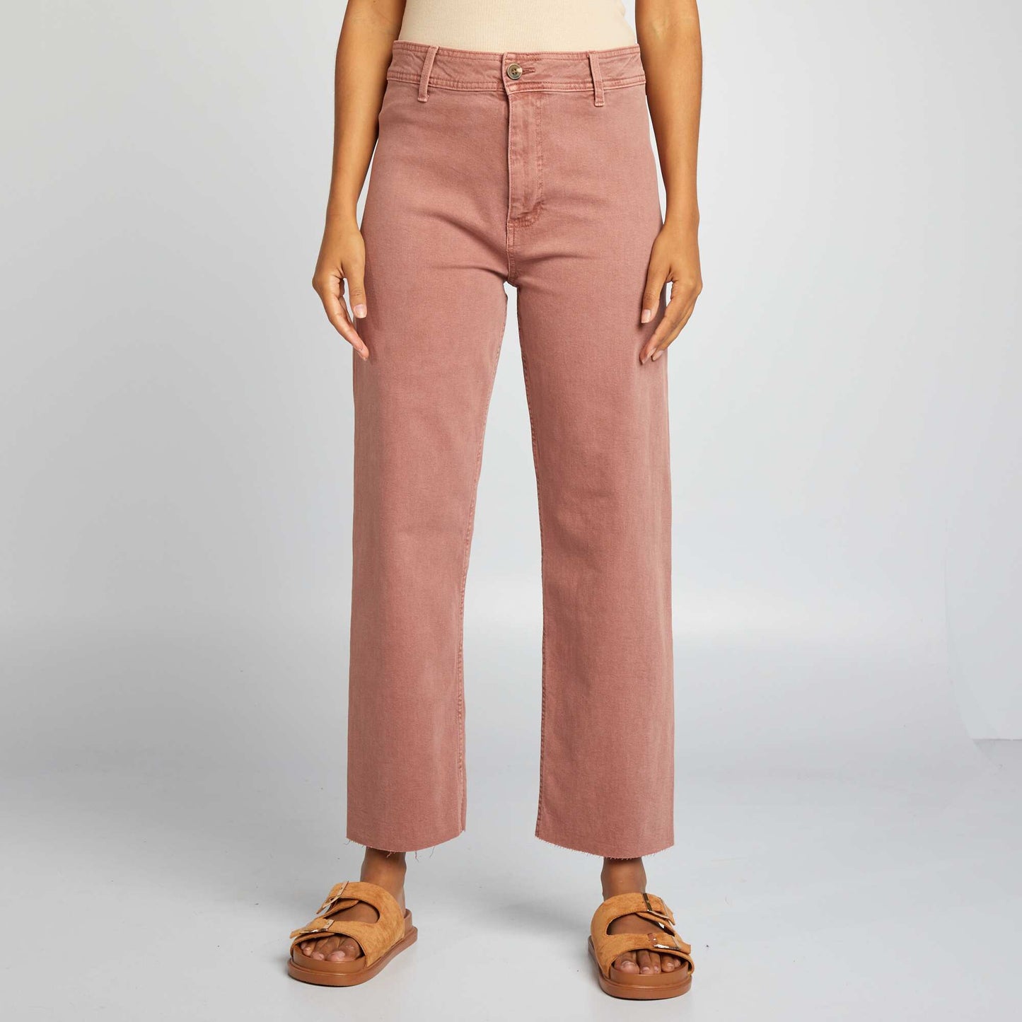 Pantalon droit wide leg - L28 Rose