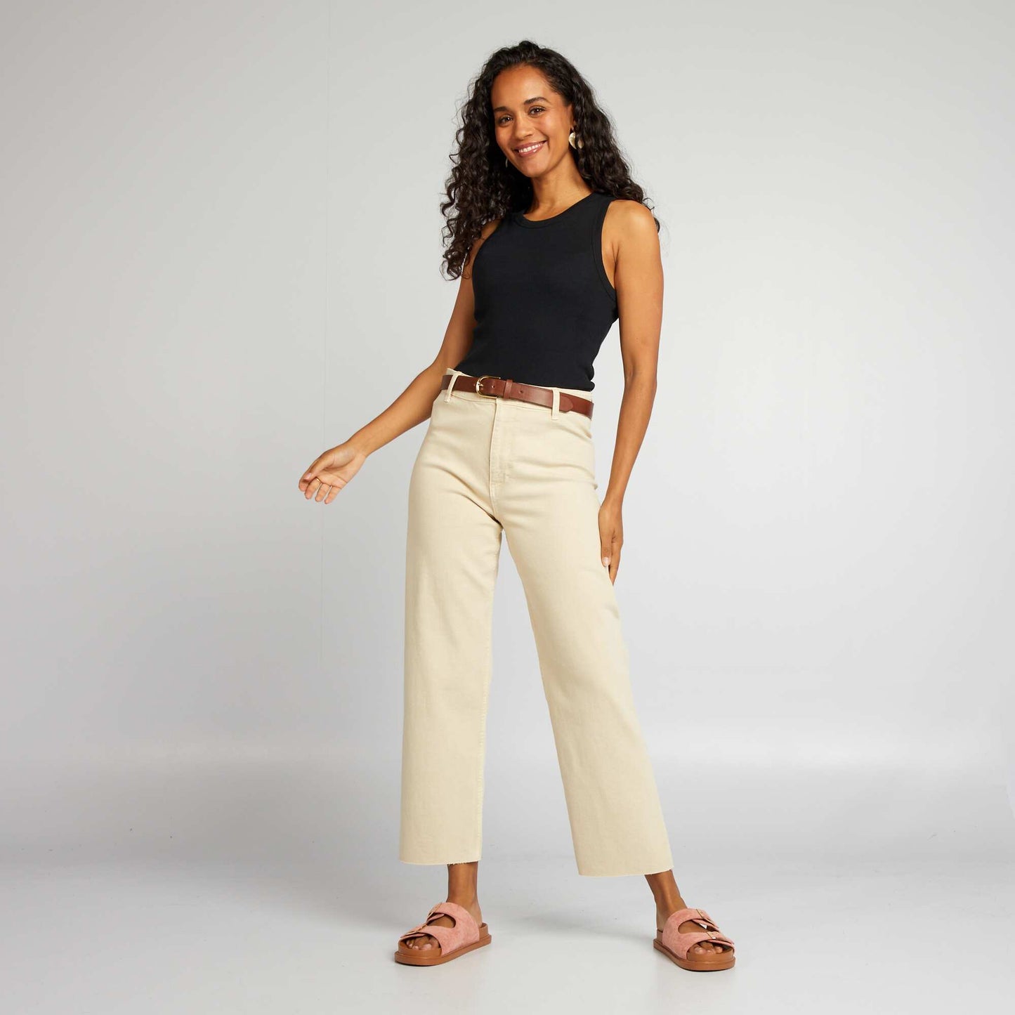 Pantalon droit wide leg - L28 Ecru