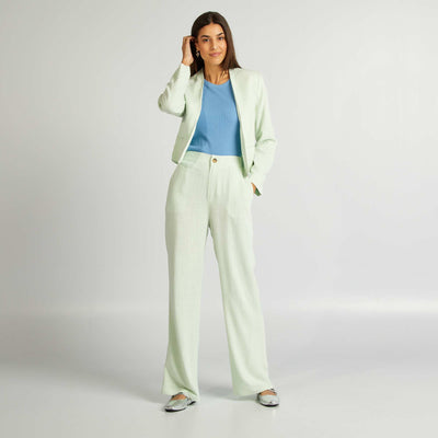 Pantalon droit en lin mélangé Vert