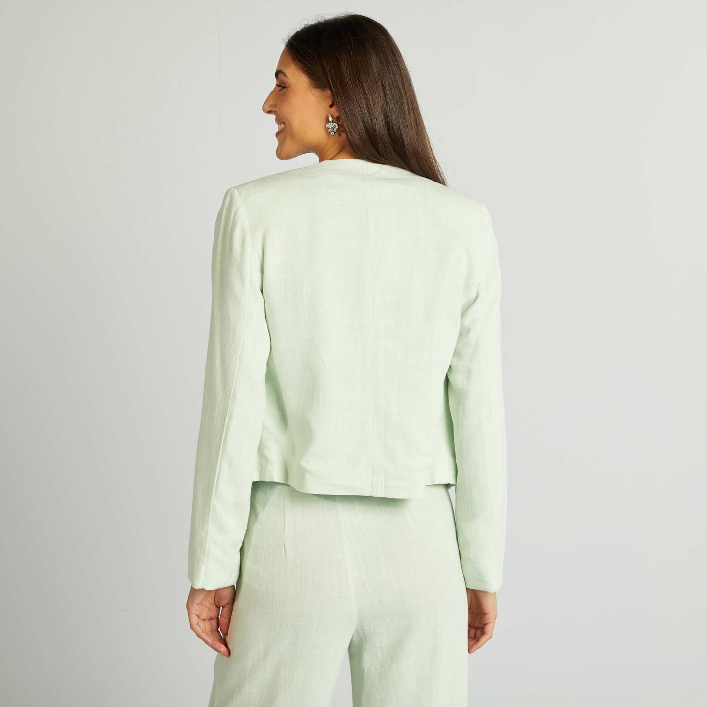 Veste courte en lin mélangé Vert