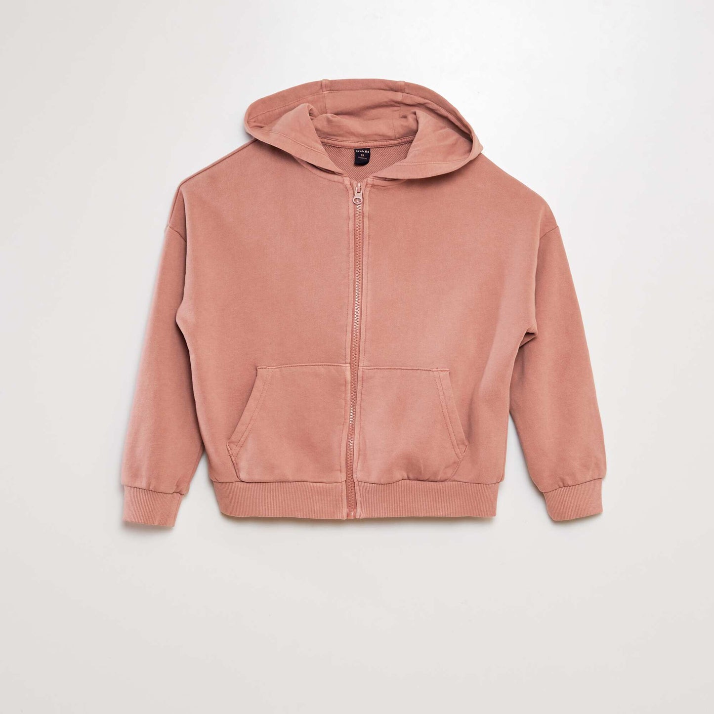 Sweat mixte à capuche ouverture zippée Vieux rose