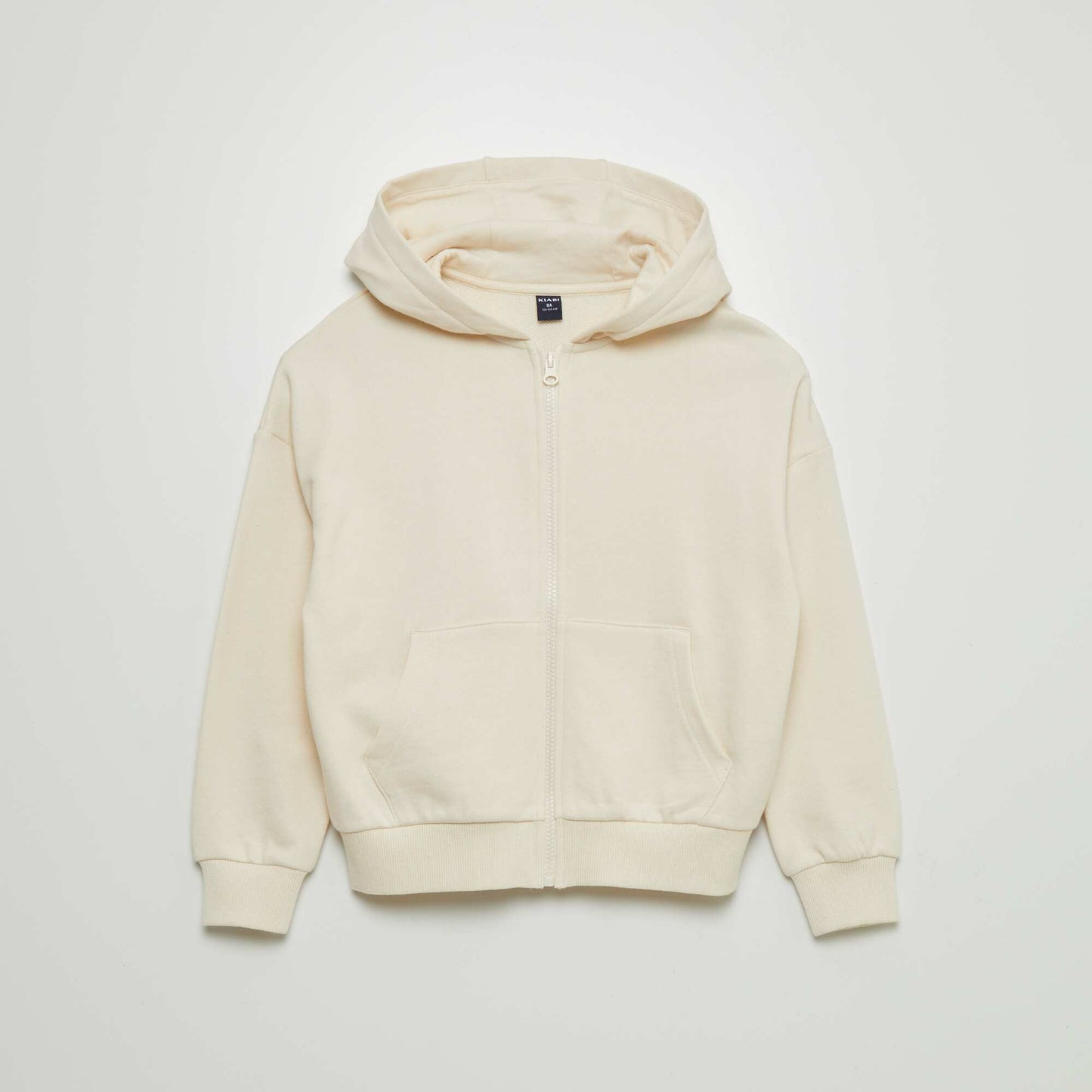 Sweat mixte à capuche ouverture zippée BEIGE