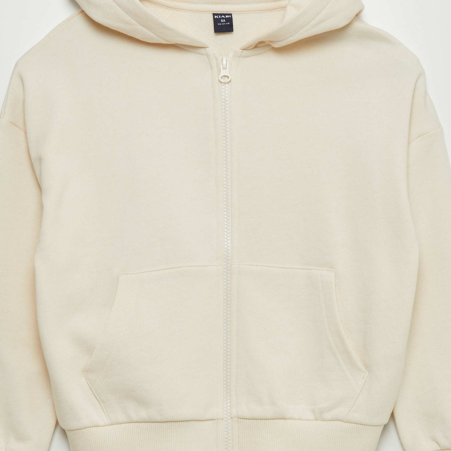 Sweat mixte à capuche ouverture zippée BEIGE