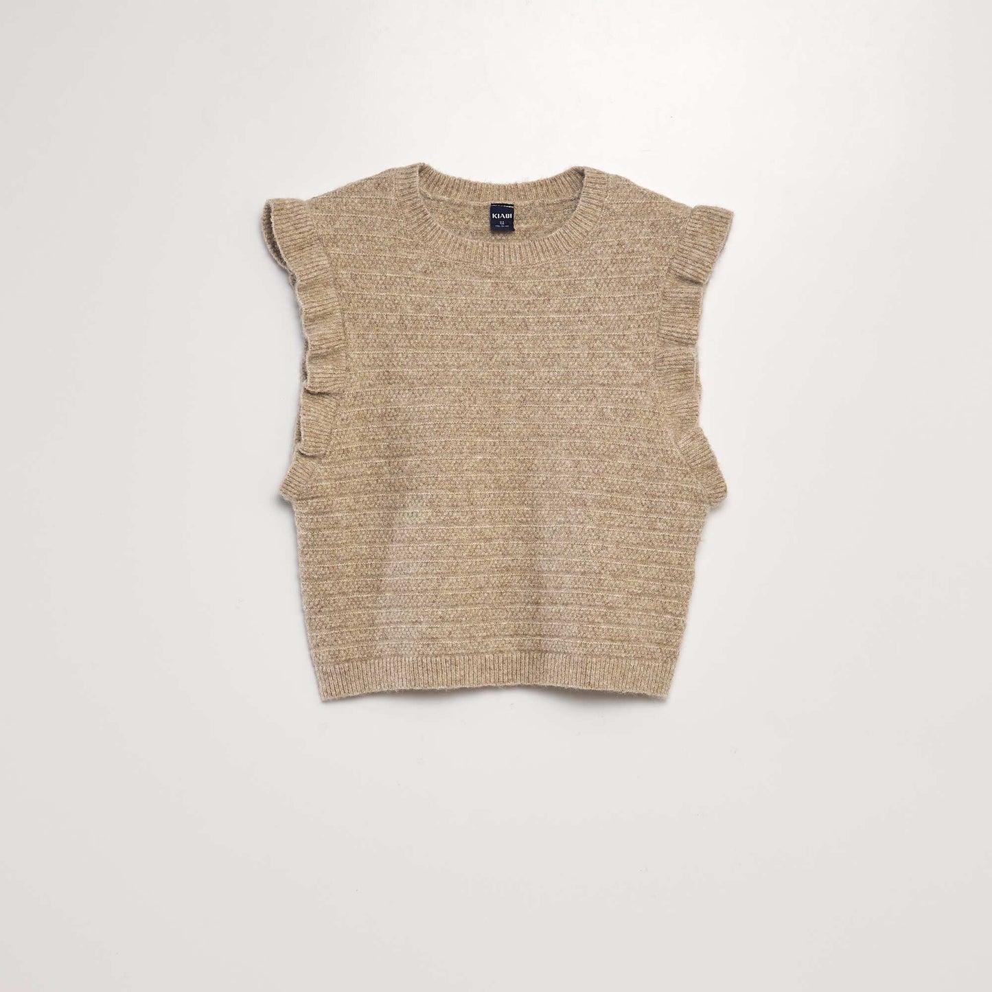 Pull sans manches en maille douce Beige