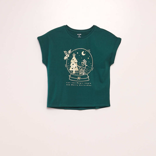 T-shirt manches courtes 'Noël' Vert