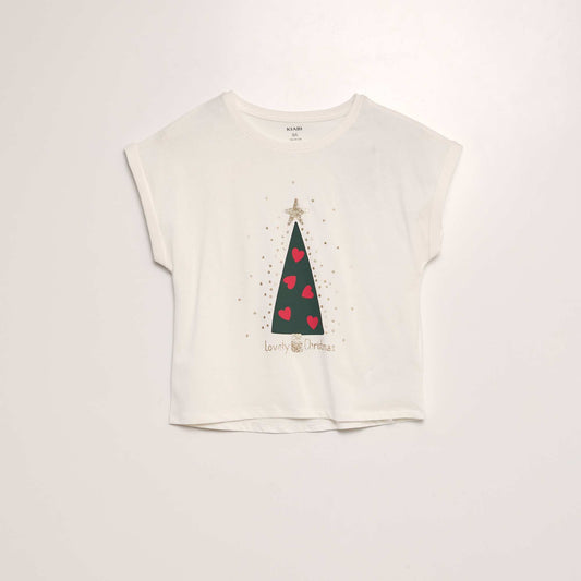 T-shirt manches courtes 'Noël' Blanc