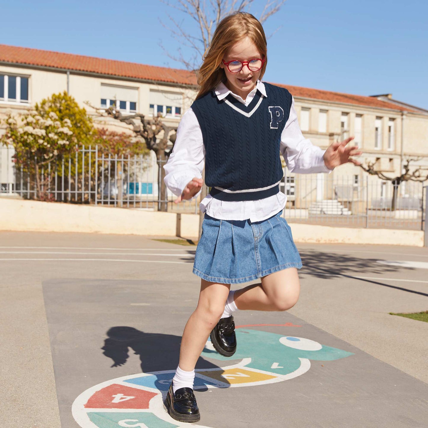 Mini jupe short en jean plissée Bleu