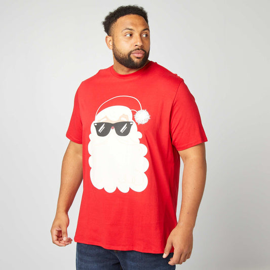 T-shirt de Noël à col rond Rouge