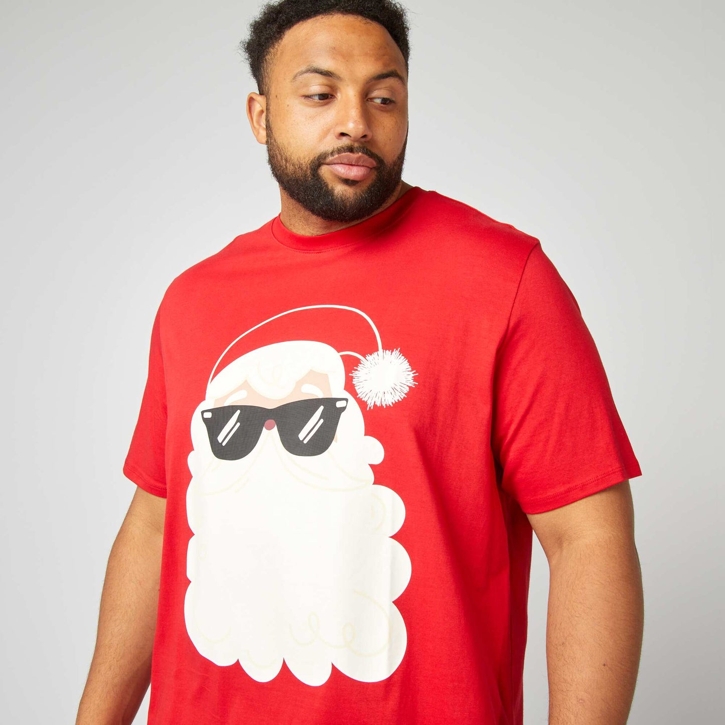 T-shirt de Noël à col rond Rouge