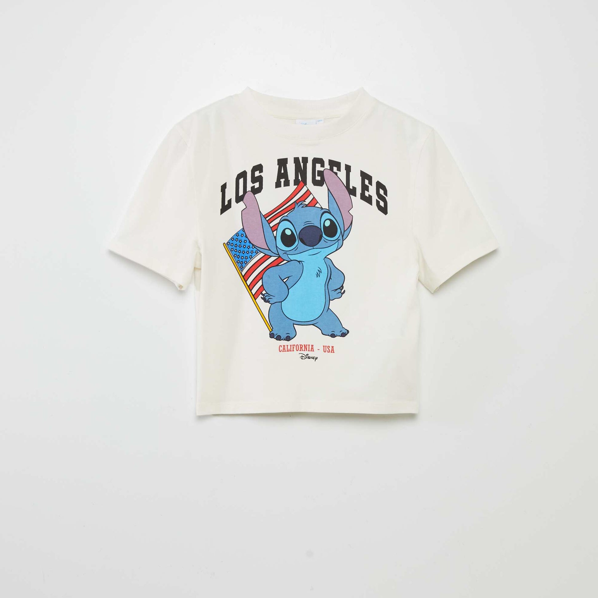 T-shirt crop fit à imprimé 'Stitch' Blanc - Main Image