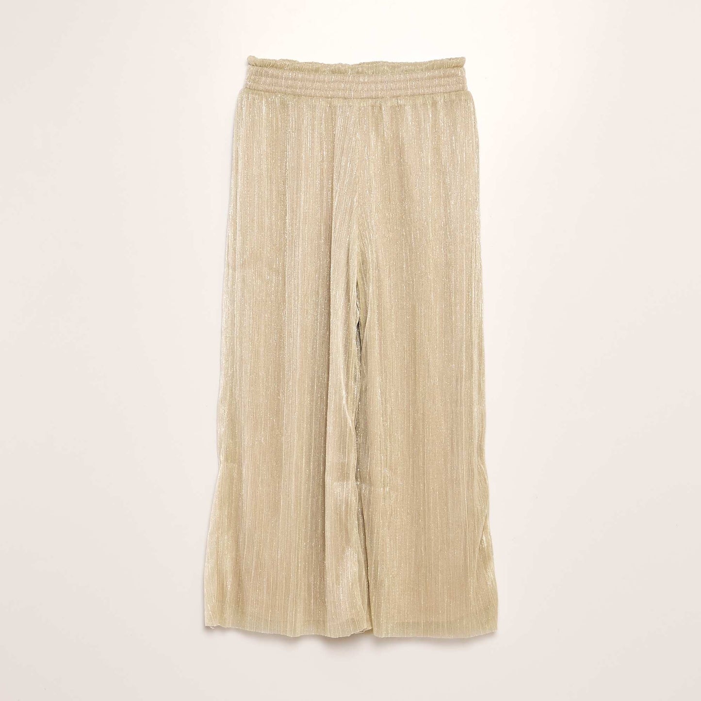 Pantalon large plissé avec lurex Beige