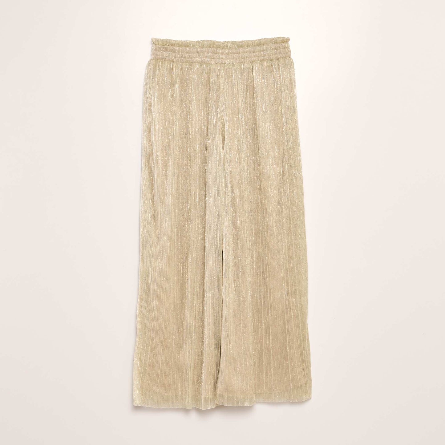 Pantalon large plissé avec lurex Beige