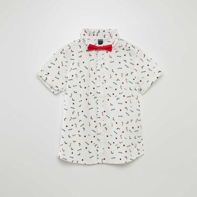 Chemise en popeline + noeud papillon Rouge