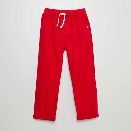 Pantalon droit en coton Rouge