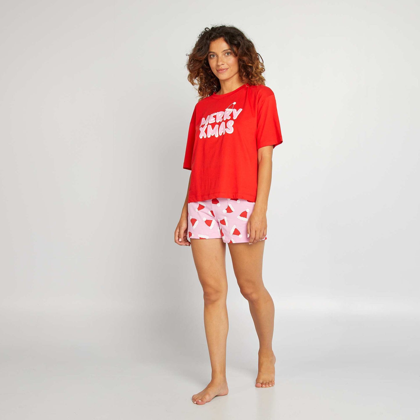 Pyjama de noël t-shirt + short - 2 pièces Rouge