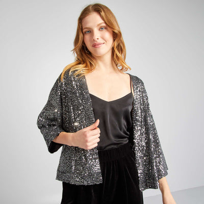 Kimono en sequins Gris