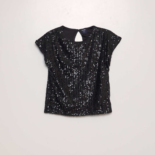 T-shirt en sequins Noir